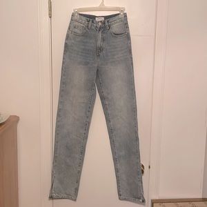 High waisted straight leg jeans